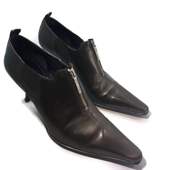 DONALD J. PLINER Expresso brown calf leather shoe with front zipper - Size 9M - Picture 2 of 15